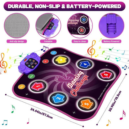 Tapis de danse amusant pour enfants avec lumières et 5 modes de jeu
