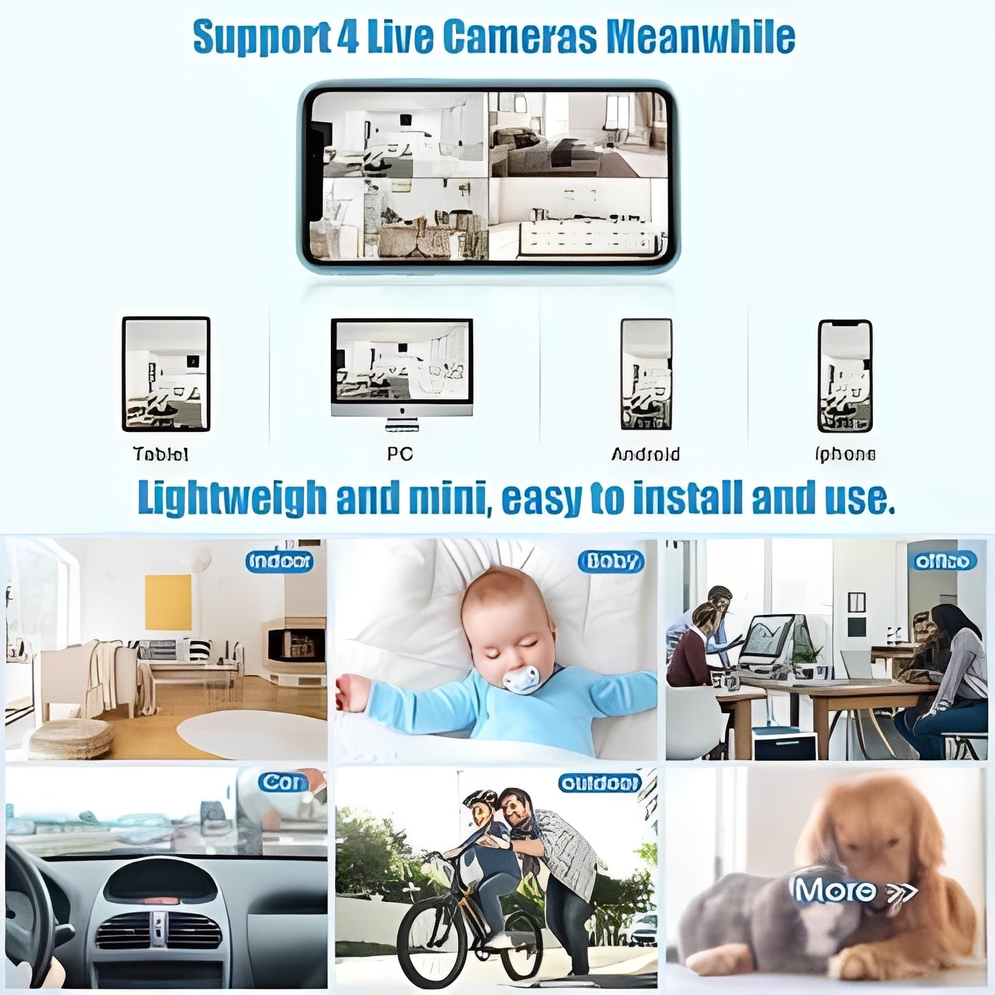 Caméra de sécurité sans fil compacte et portable