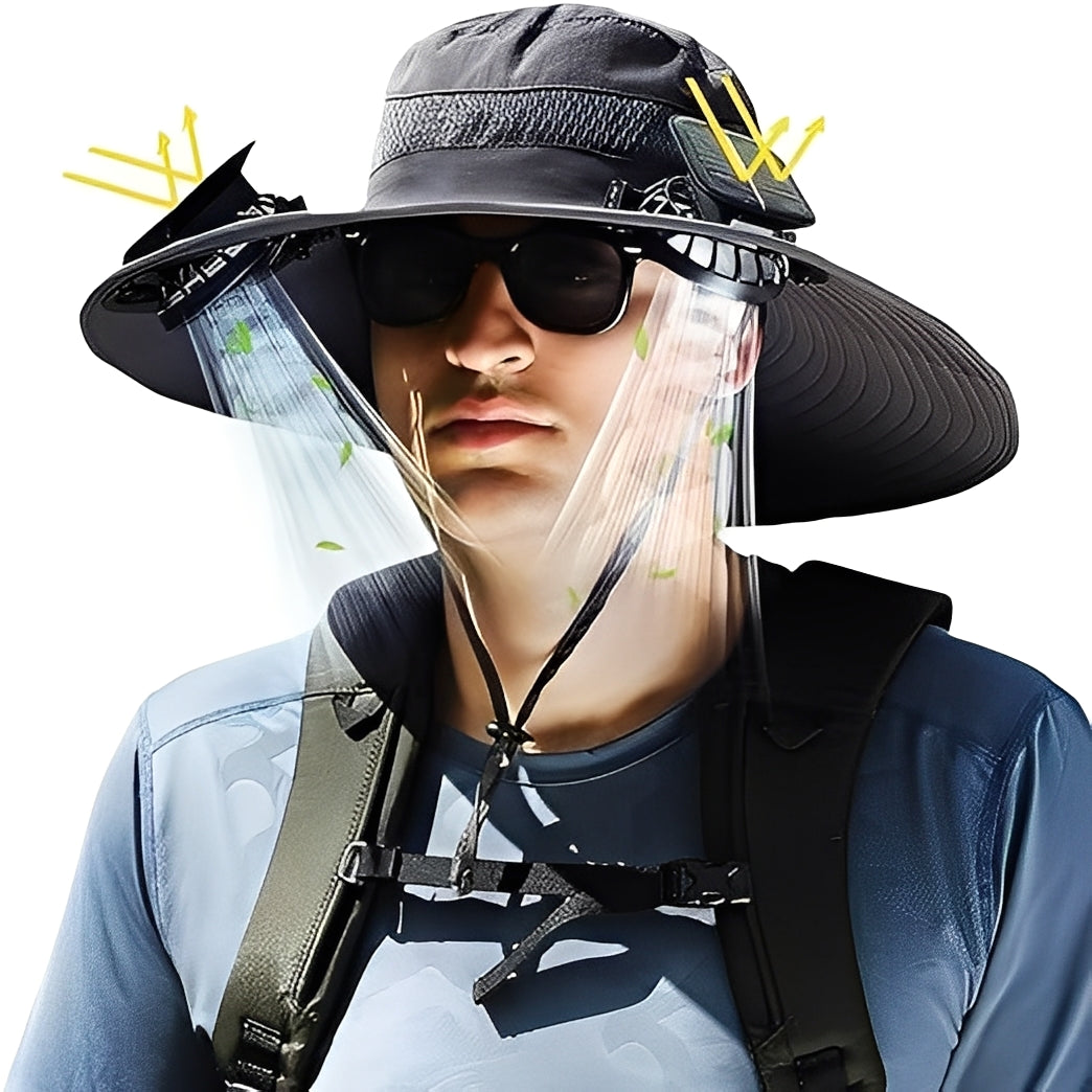 Chapeau de soleil rafraîchissant avec ventilateurs USB et maille respirante