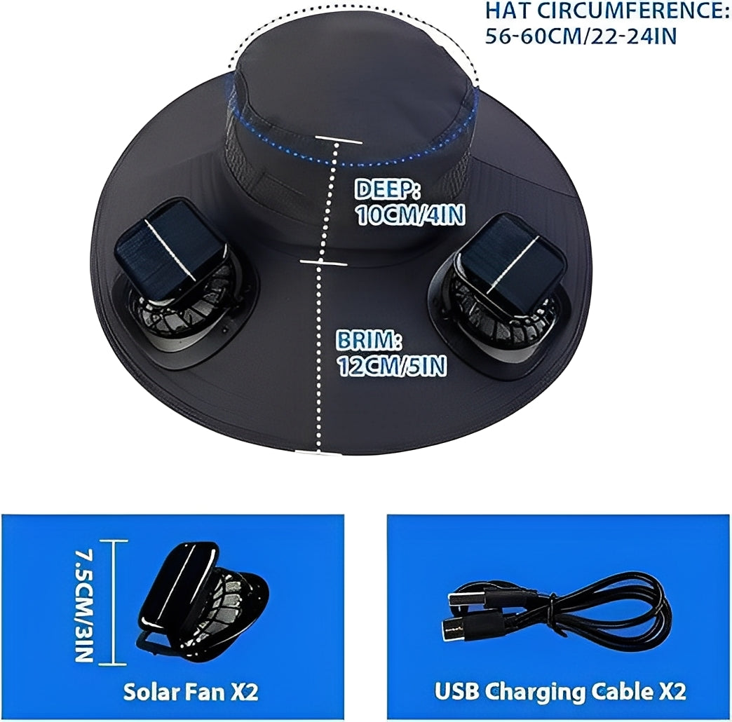 Chapeau de soleil rafraîchissant avec ventilateurs USB et maille respirante
