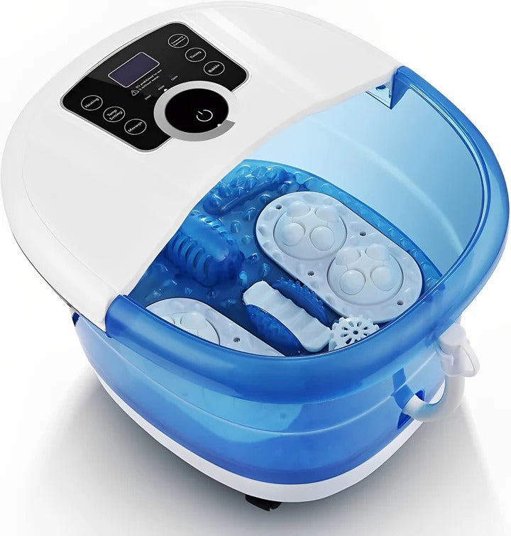 Appareil de massage des pieds chauffant relaxant avec bulles et rouleaux
