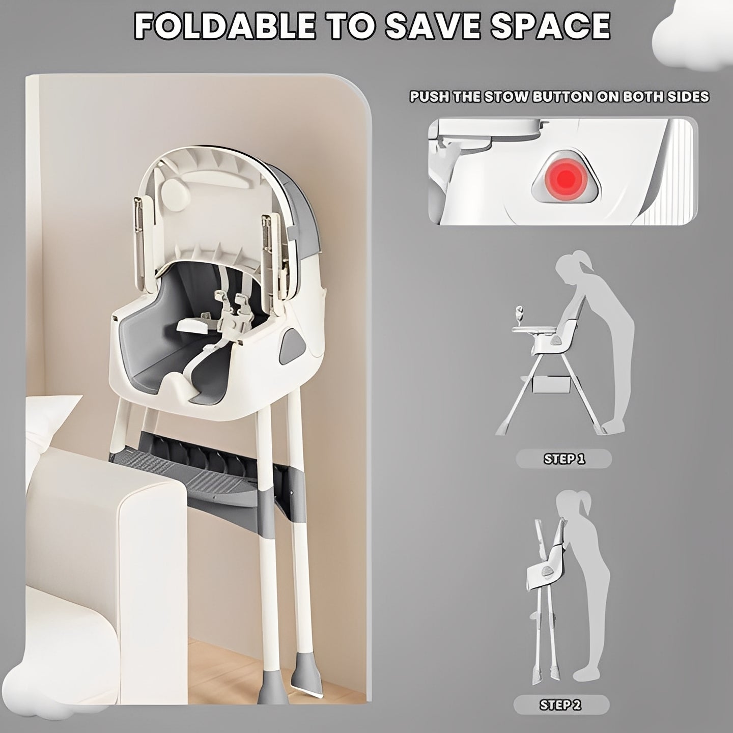 Chaise portable pour bébé avec cadre métallique durable