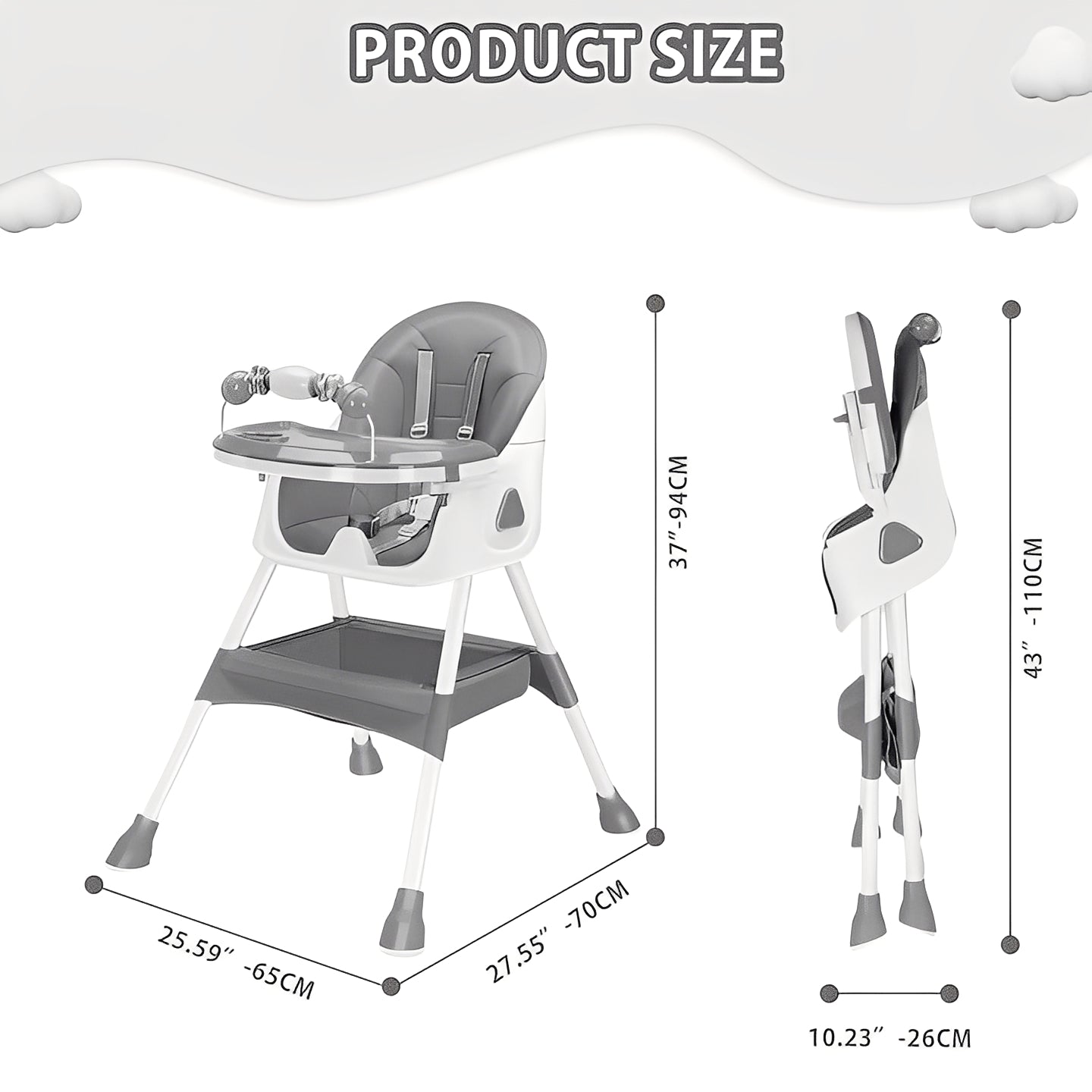 Chaise portable pour bébé avec cadre métallique durable