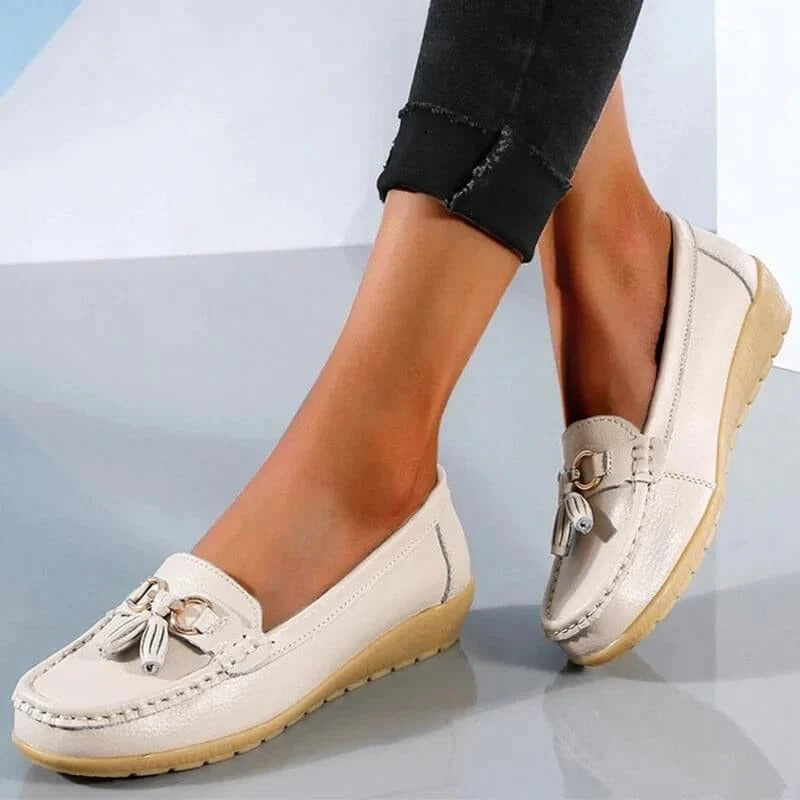 Chaussures à enfiler en cuir confortables pour femme