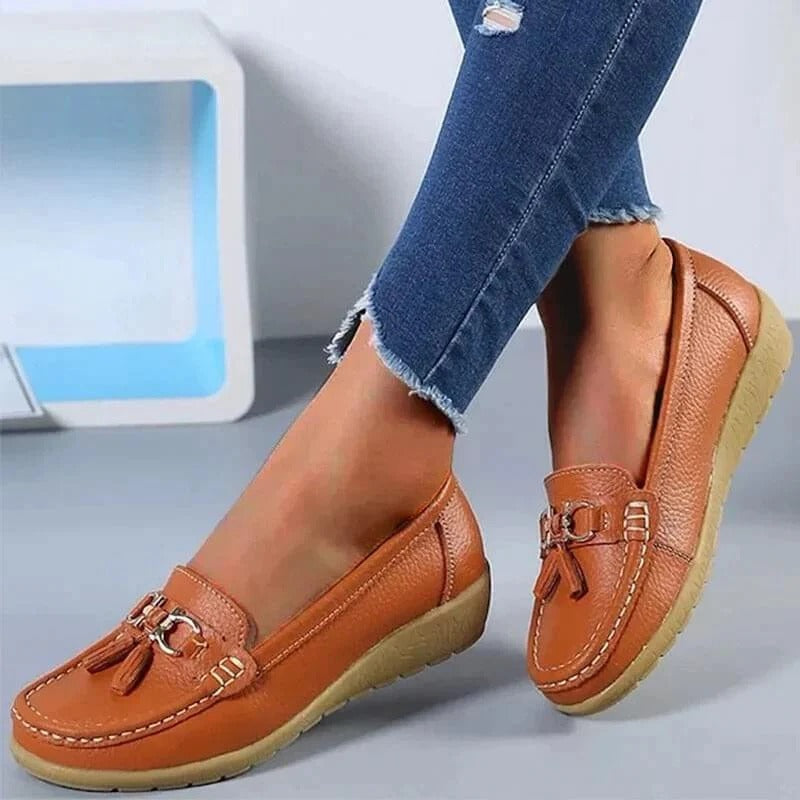 Chaussures à enfiler en cuir confortables pour femme