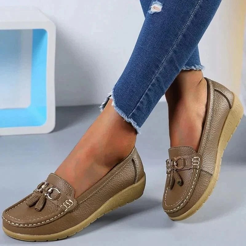Chaussures à enfiler en cuir confortables pour femme