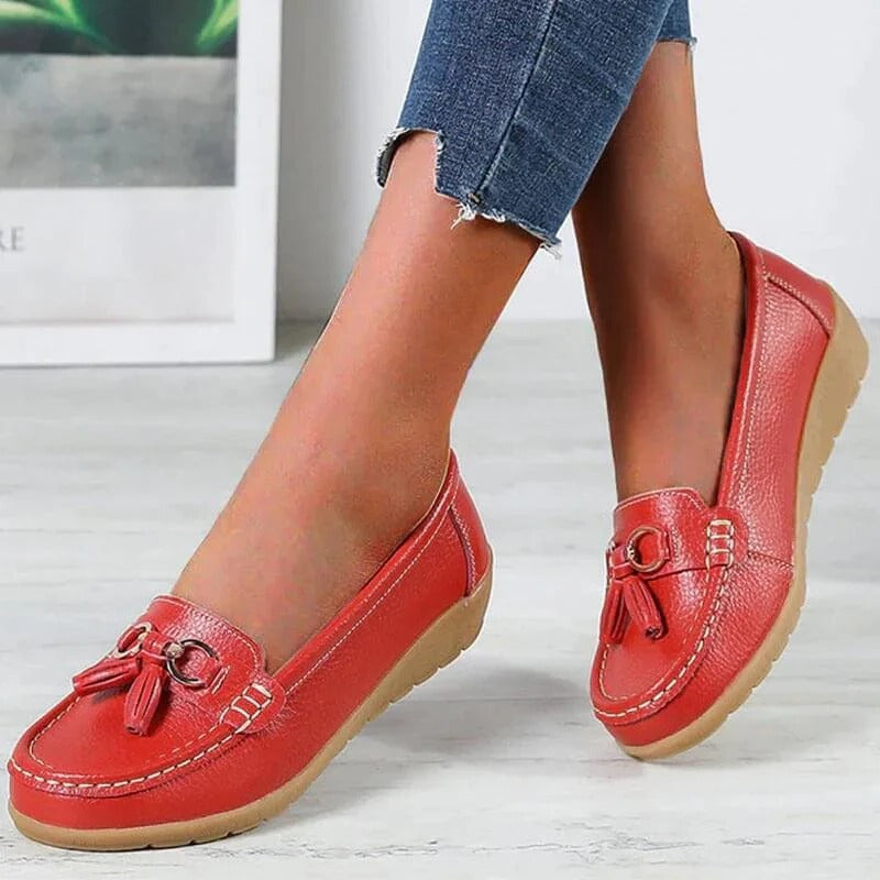 Chaussures à enfiler en cuir confortables pour femme
