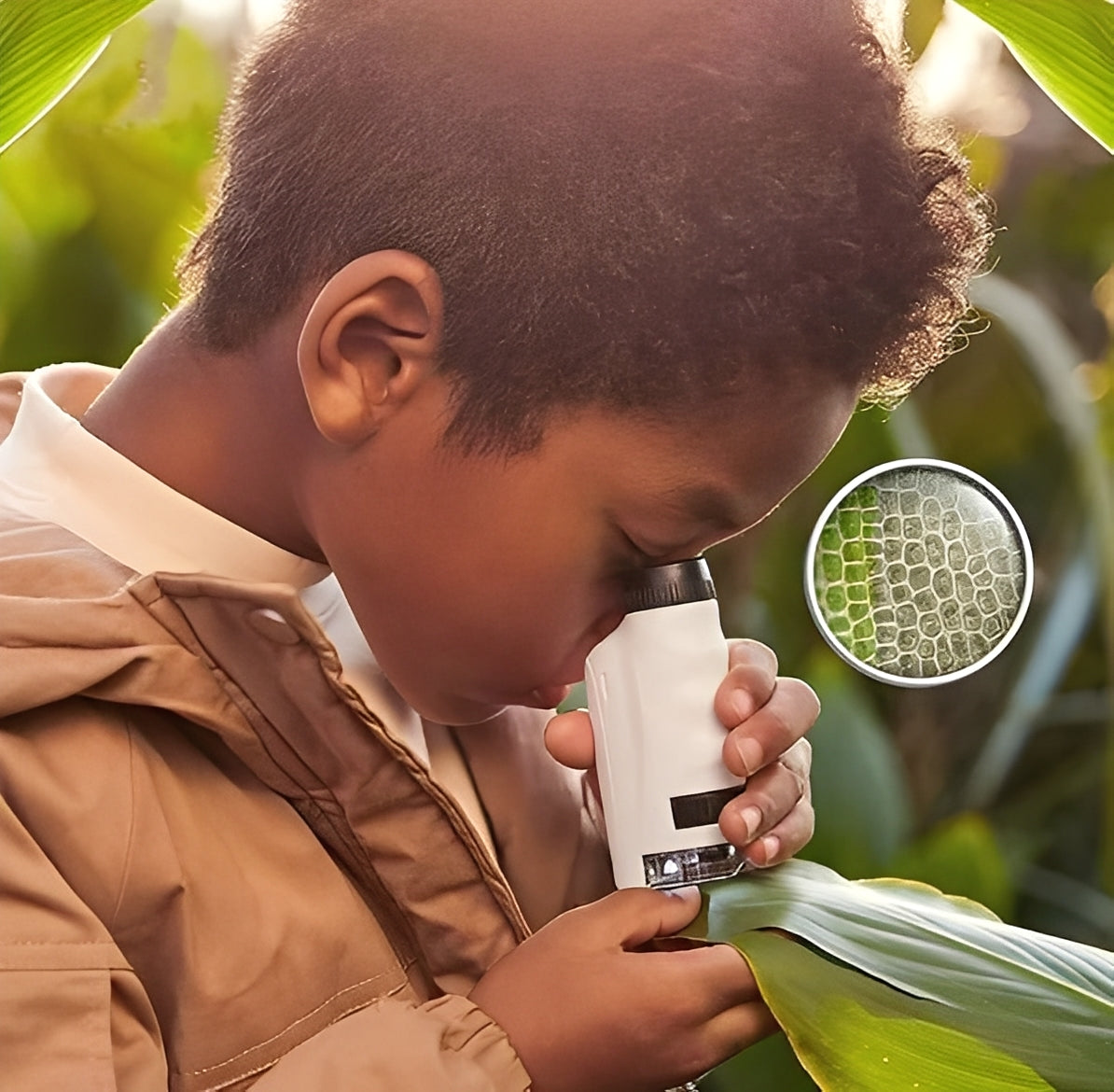 Microscope portable amusant pour enfants avec lumière LED et zoom