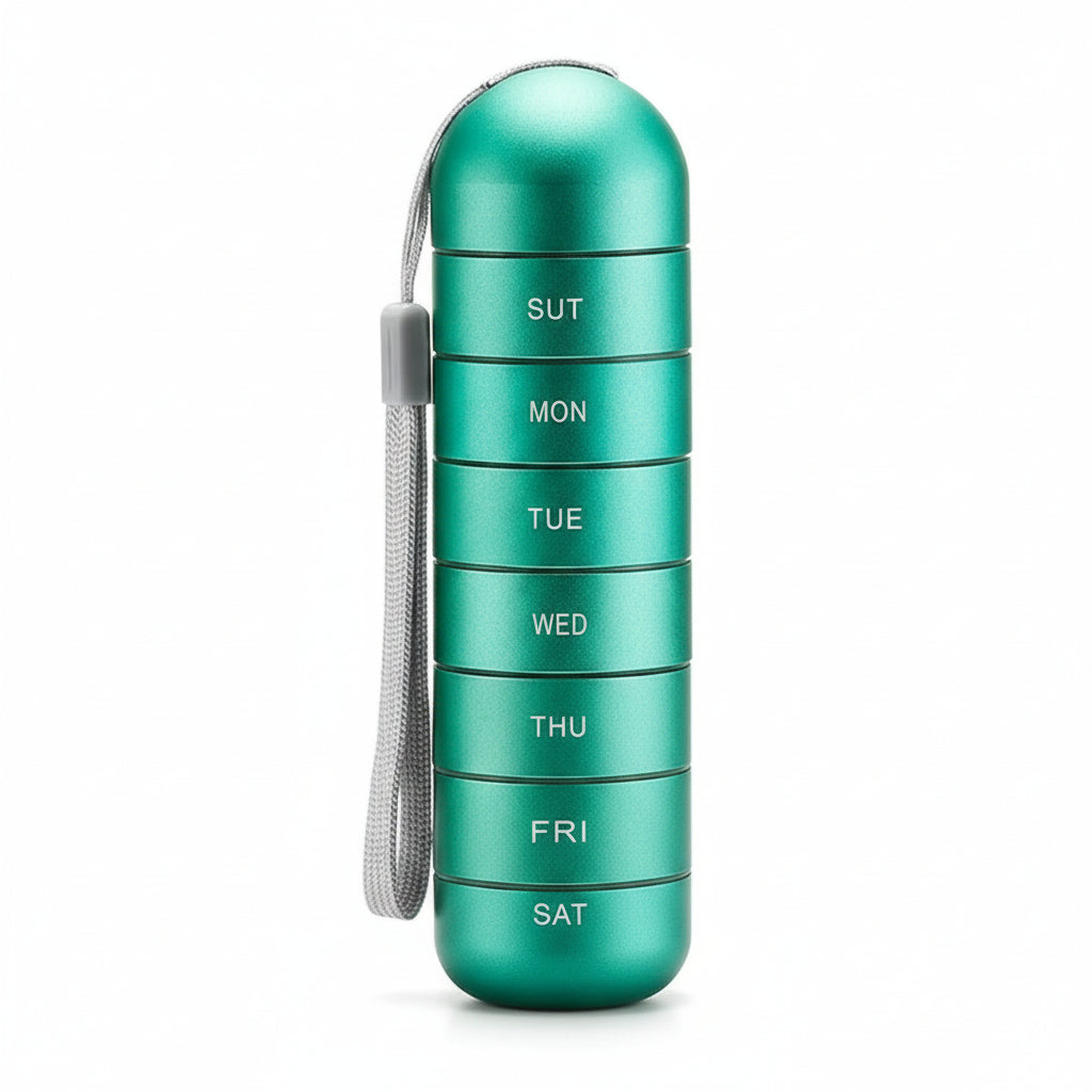 Pilulier compact portable avec capacité de 7 jours
