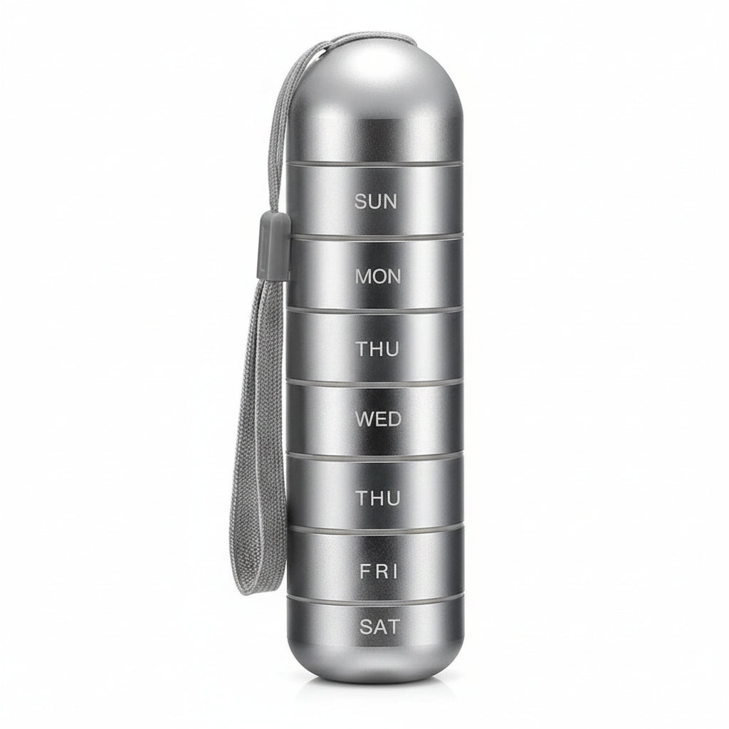 Pilulier compact portable avec capacité de 7 jours