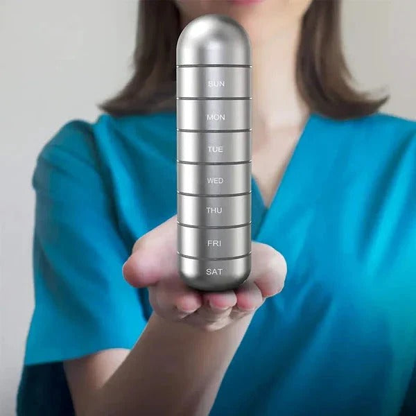 Pilulier compact portable avec capacité de 7 jours