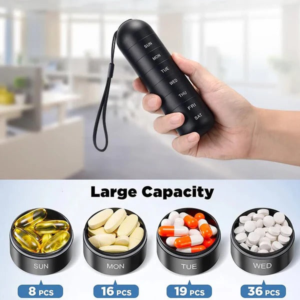 Pilulier compact portable avec capacité de 7 jours
