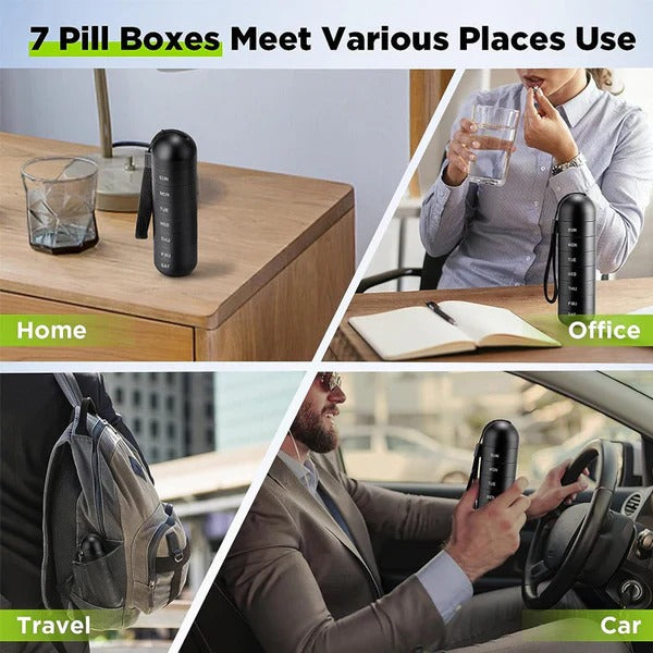 Pilulier compact portable avec capacité de 7 jours