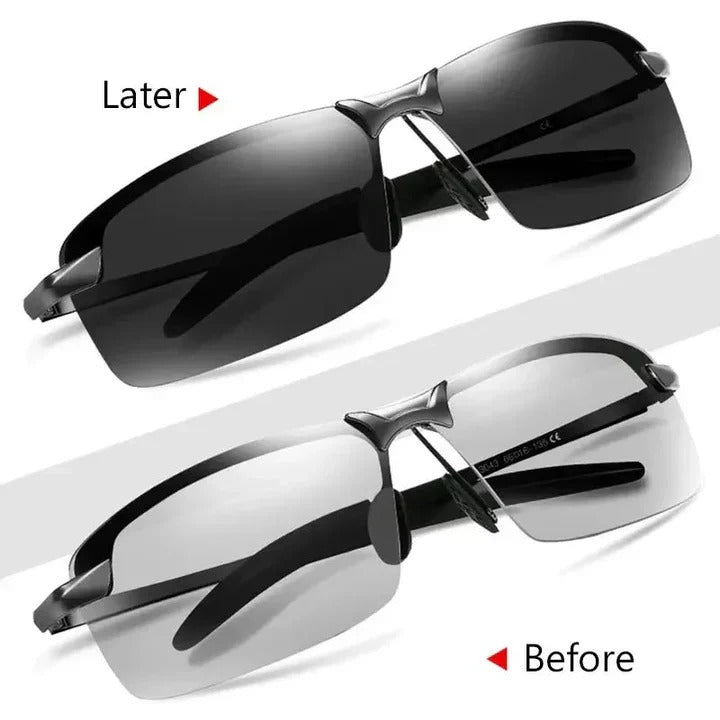 Lunettes de soleil polarisées à changement de couleur pour hommes, pour l'extérieur