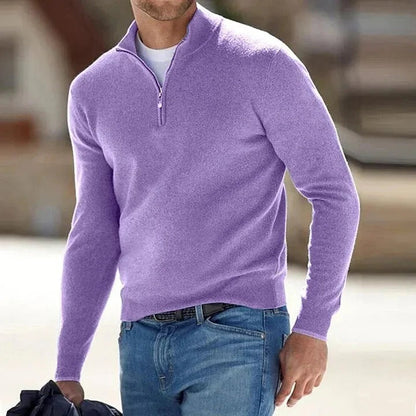 Gilet zippé en maille douce à manches longues pour homme