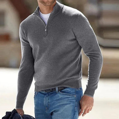 Gilet zippé en maille douce à manches longues pour homme