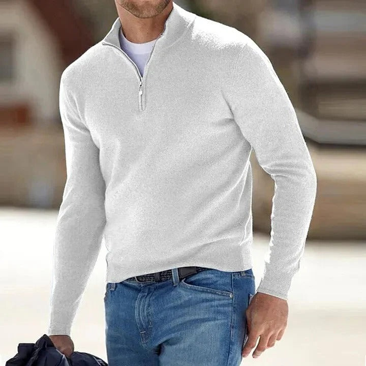 Gilet zippé en maille douce à manches longues pour homme