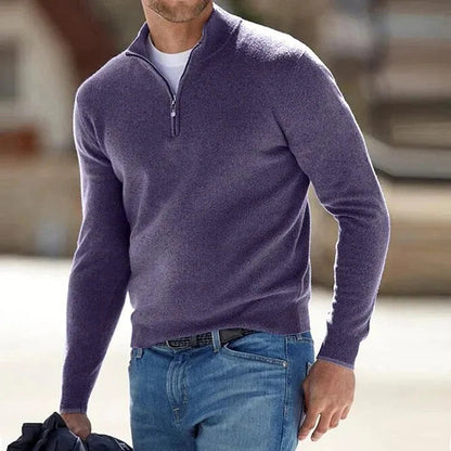 Gilet zippé en maille douce à manches longues pour homme