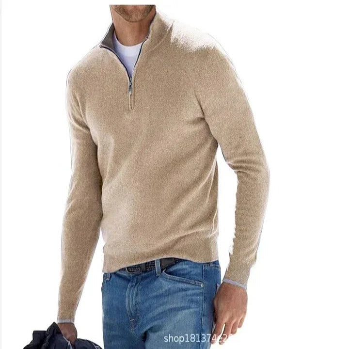 Gilet zippé en maille douce à manches longues pour homme