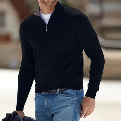 Gilet zippé en maille douce à manches longues pour homme