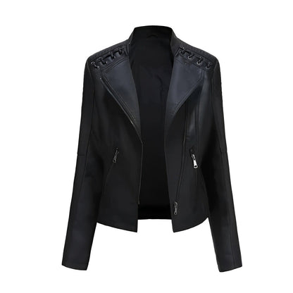 Blouson en cuir classique de motard pour femme