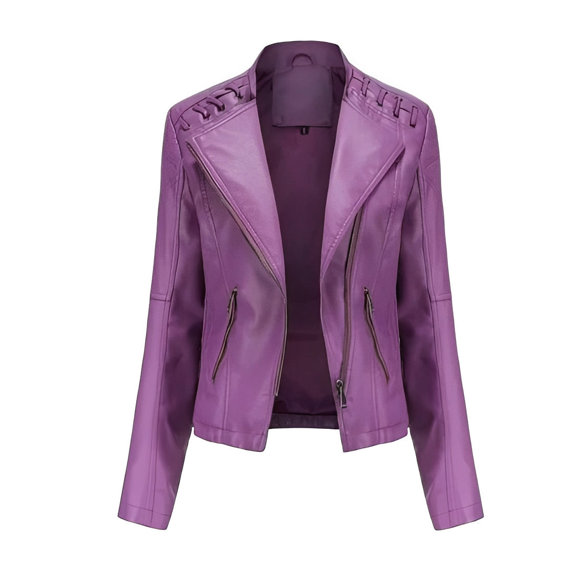 Blouson en cuir classique de motard pour femme