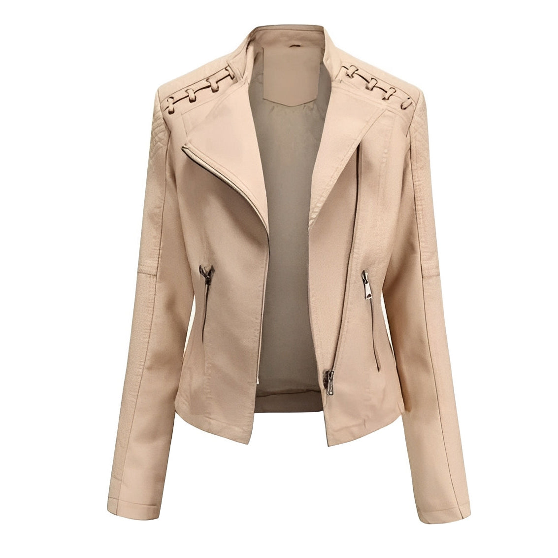 Blouson en cuir classique de motard pour femme