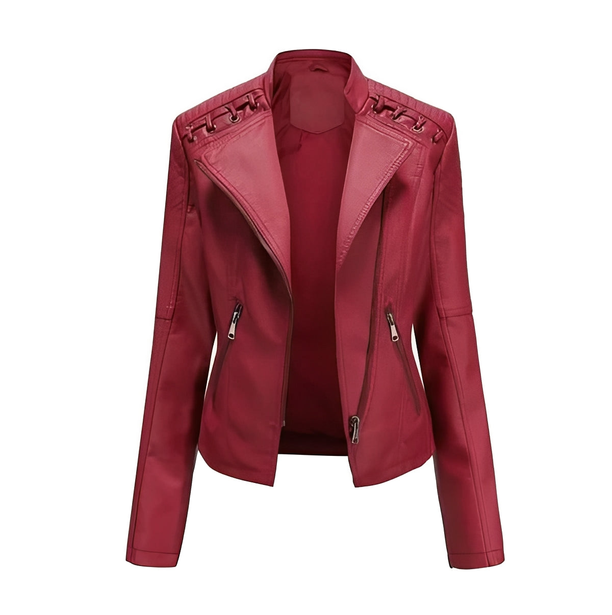 Blouson en cuir classique de motard pour femme