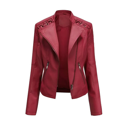 Blouson en cuir classique de motard pour femme