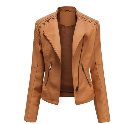 Blouson en cuir classique de motard pour femme