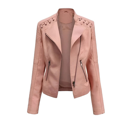 Blouson en cuir classique de motard pour femme