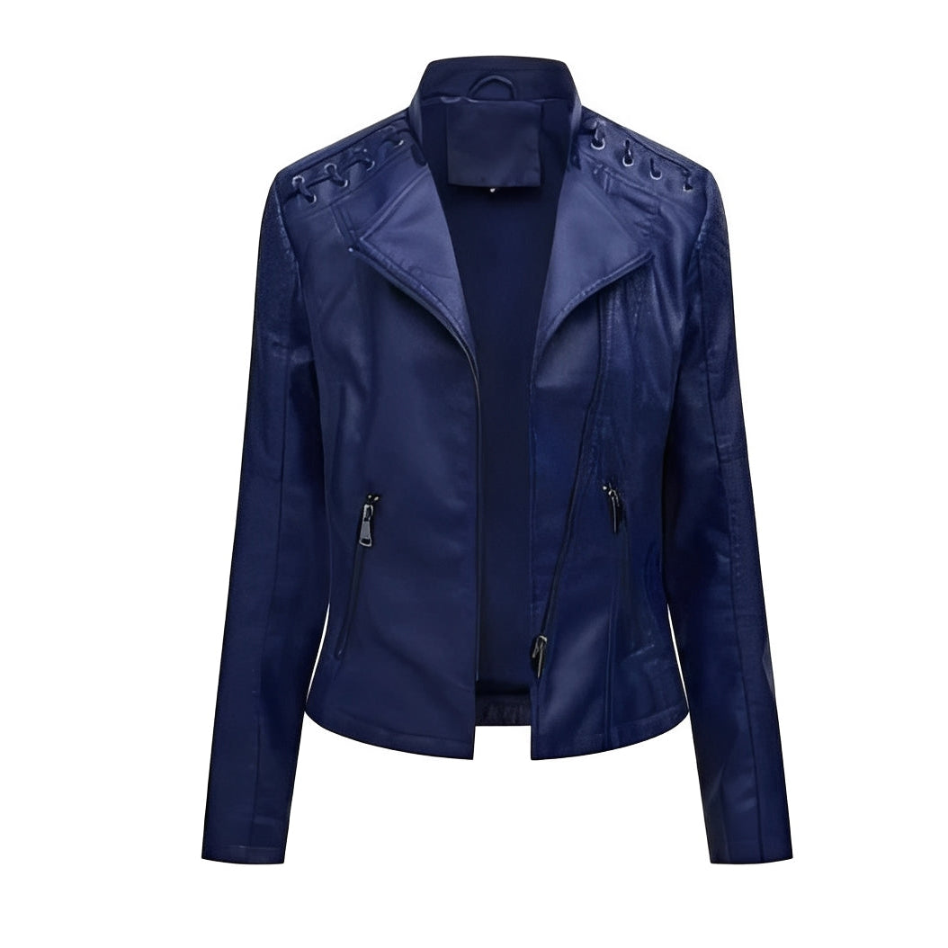 Blouson en cuir classique de motard pour femme
