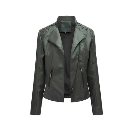 Blouson en cuir classique de motard pour femme