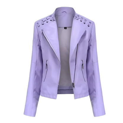 Blouson en cuir classique de motard pour femme