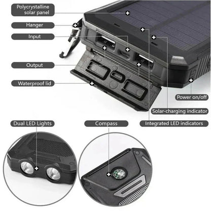 Batterie de chargeur solaire compacte d'extérieur 30000 mAh