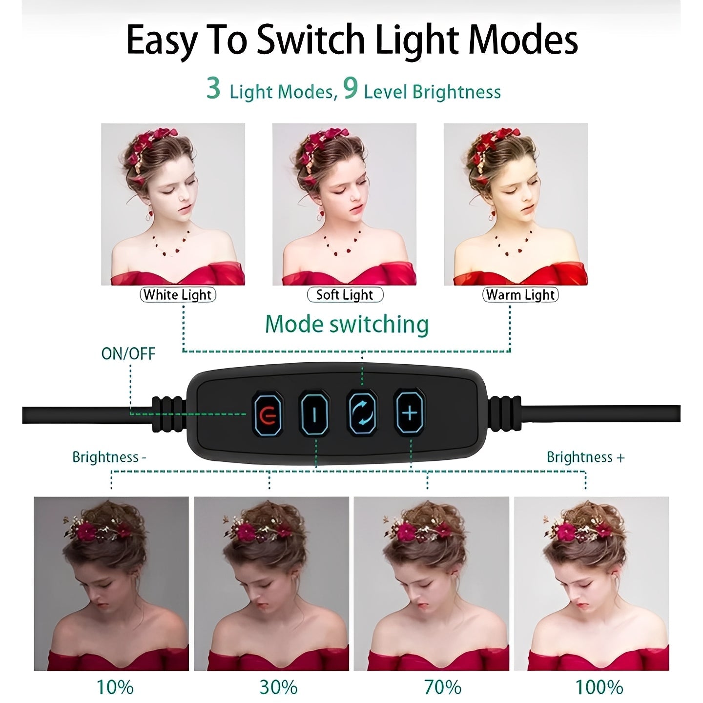 Trépied de téléphone portable avec support d'anneau lumineux flexible