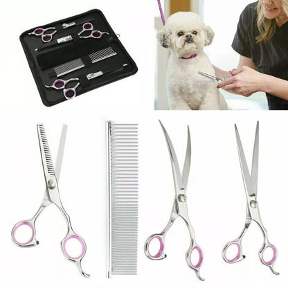 Trousse de ciseaux de toilettage pour animaux avec lames tranchantes en acier inoxydable