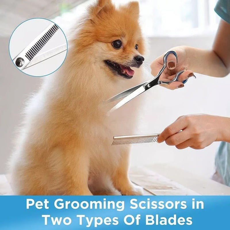 Trousse de ciseaux de toilettage pour animaux avec lames tranchantes en acier inoxydable