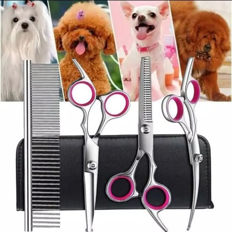 Trousse de ciseaux de toilettage pour animaux avec lames tranchantes en acier inoxydable