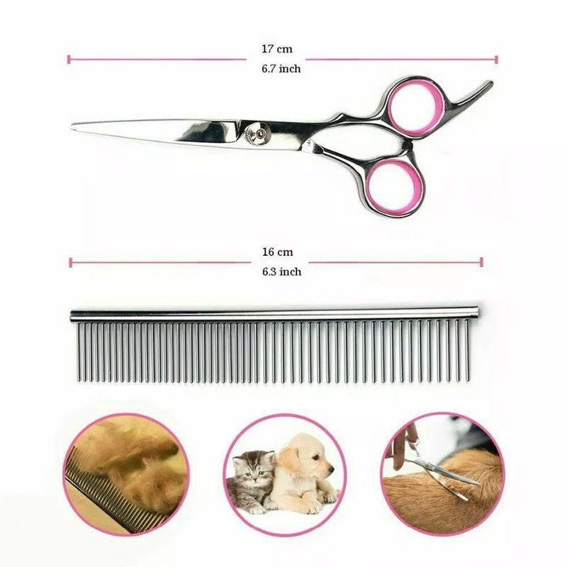 Trousse de ciseaux de toilettage pour animaux avec lames tranchantes en acier inoxydable