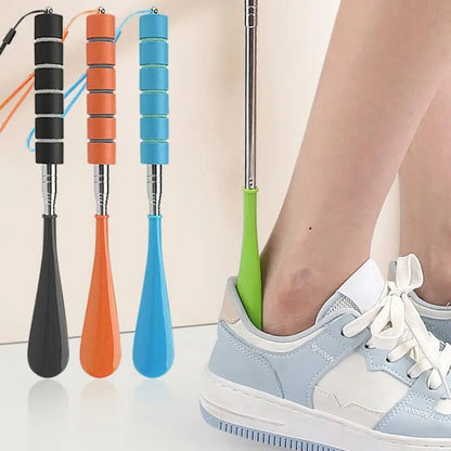 Chausse-pied en acier inoxydable à long manche avec poignée antidérapante