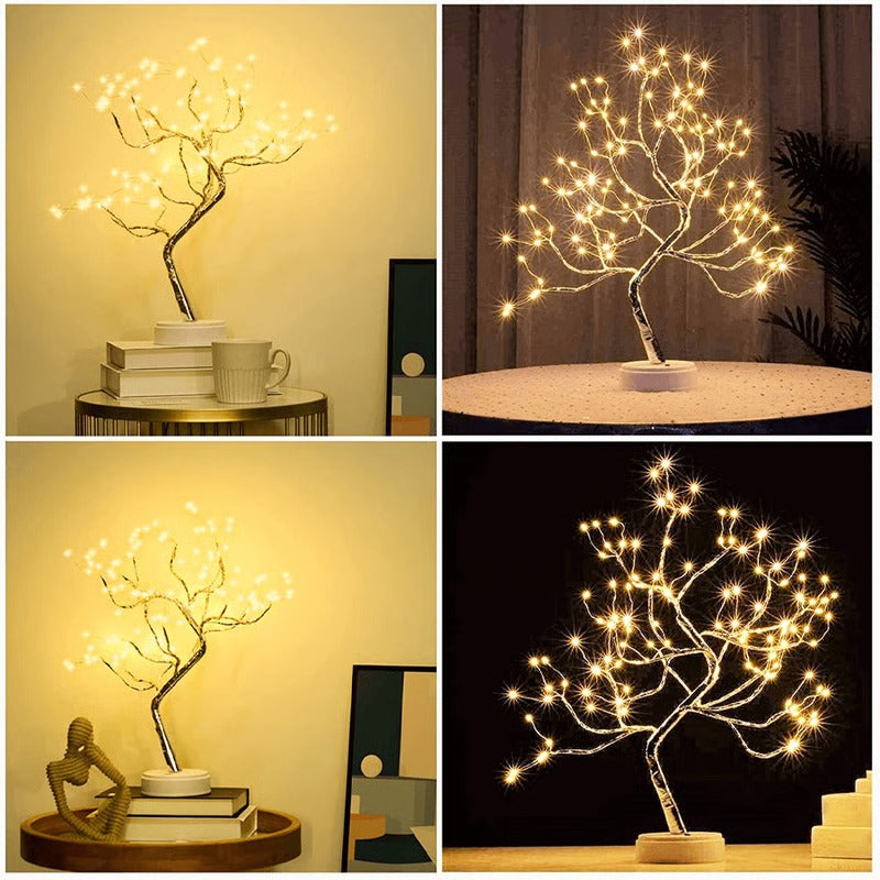 Lampe de table en bois douillette avec lumière LED blanc chaud