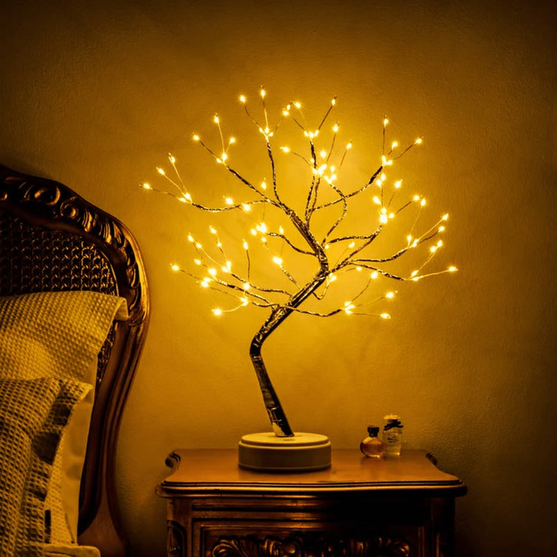 Lampe de table en bois douillette avec lumière LED blanc chaud