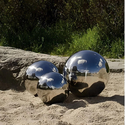 Boules de jardin décoratives miroir métalliques pour l'extérieur