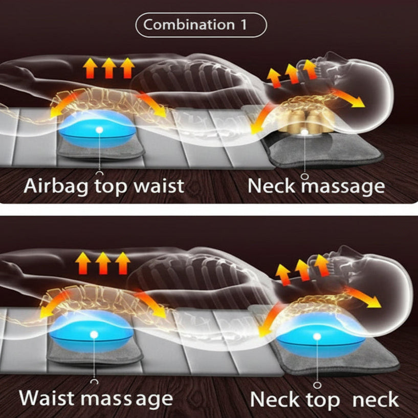 Tapis de massage chauffant relaxant avec réglages ajustables