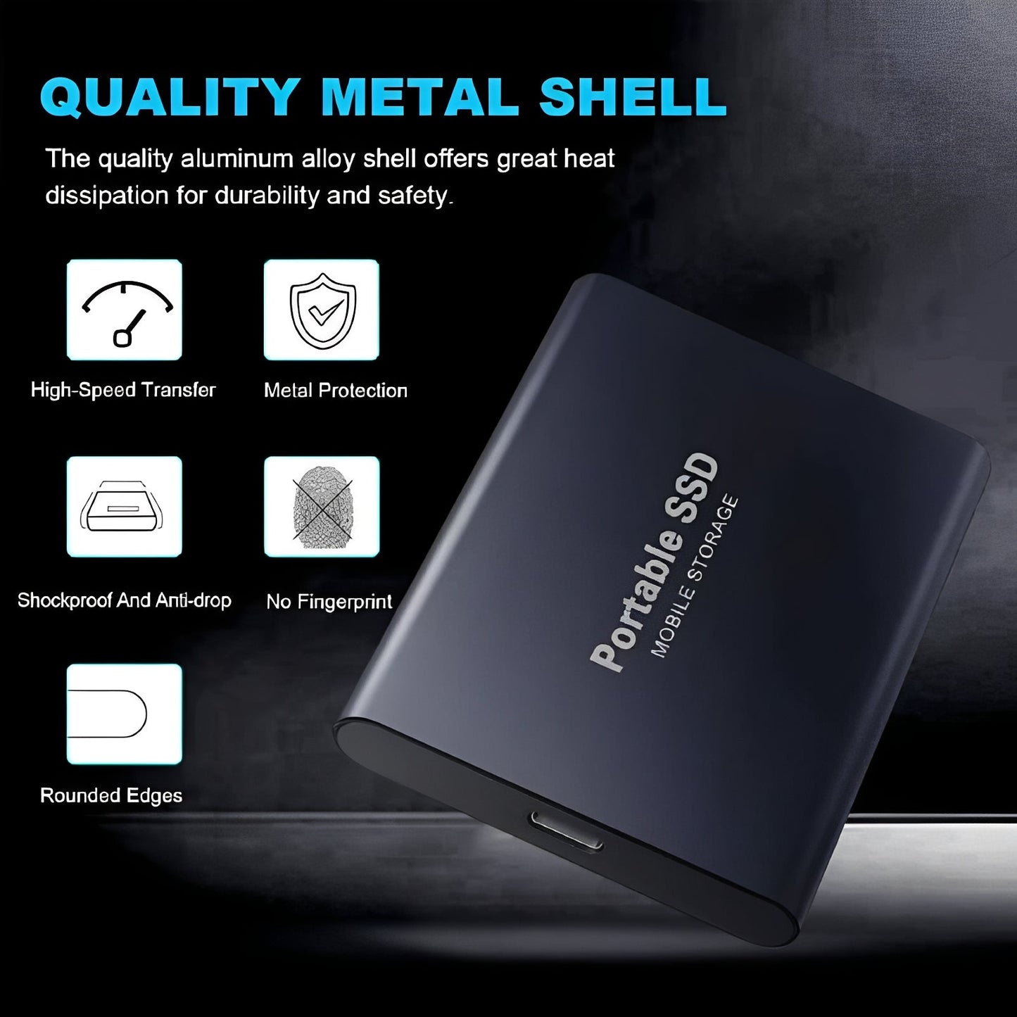 Disque dur SSD externe USB 3.1 compact avec boîtier métallique