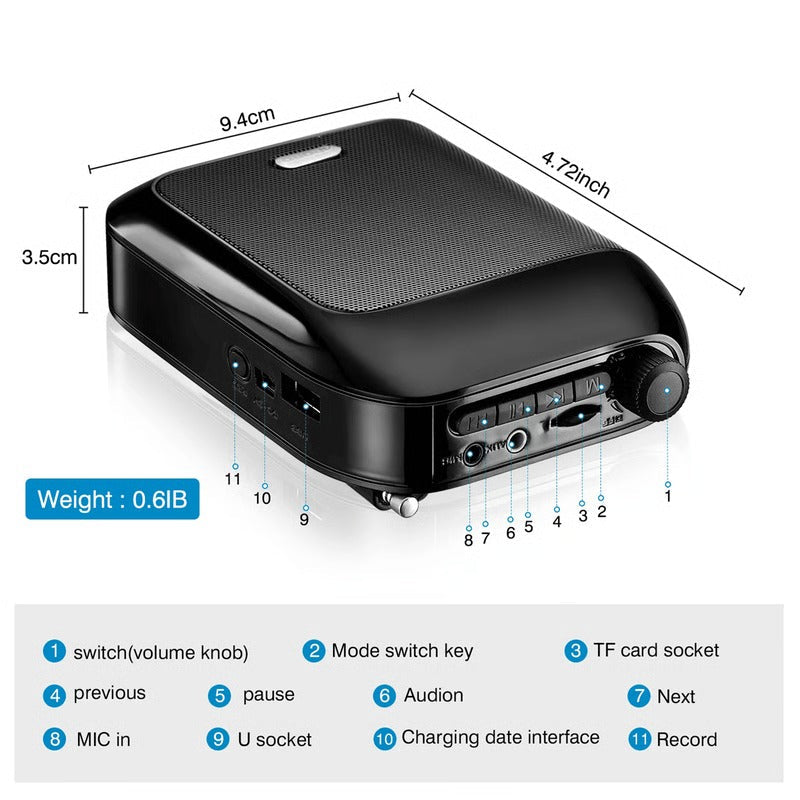 Système compact de microphone et haut-parleur portable Bluetooth