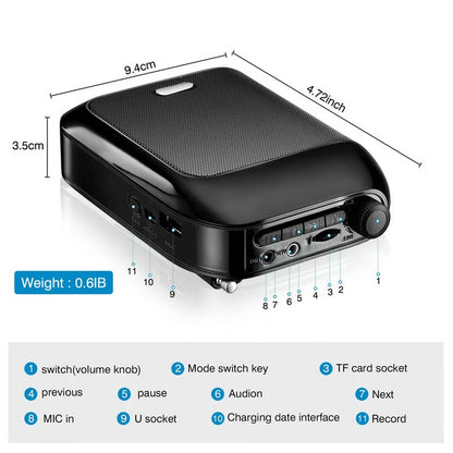 Système compact de microphone et haut-parleur portable Bluetooth