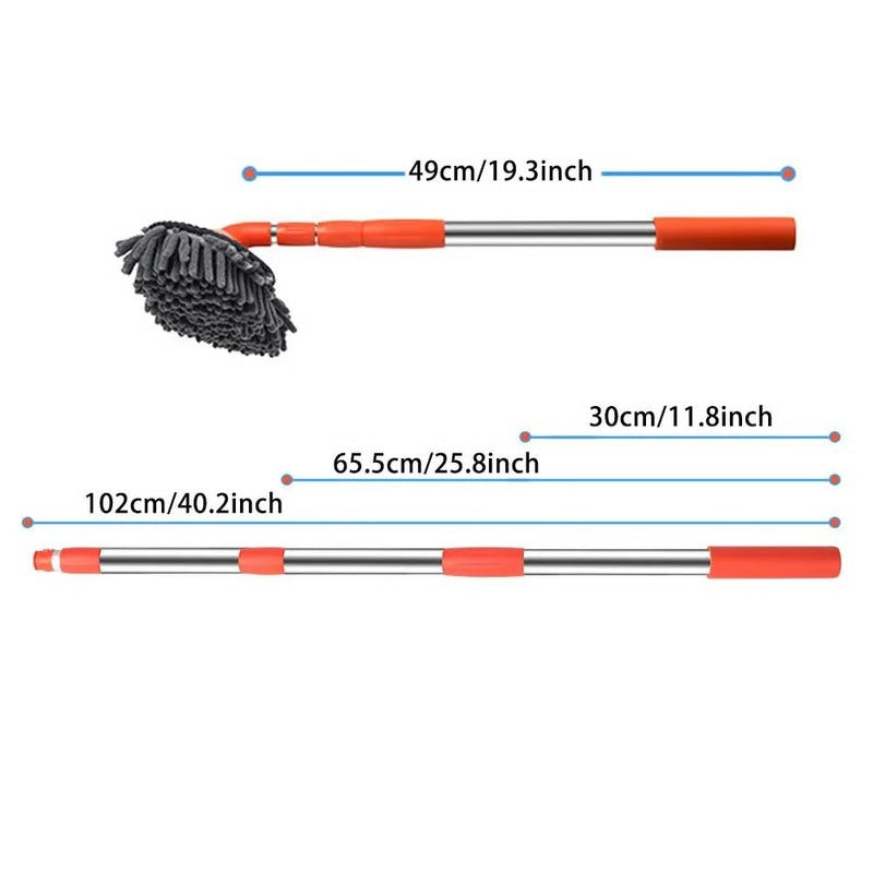 Serpillère de lavage auto extensible avec long manche et tête rotative