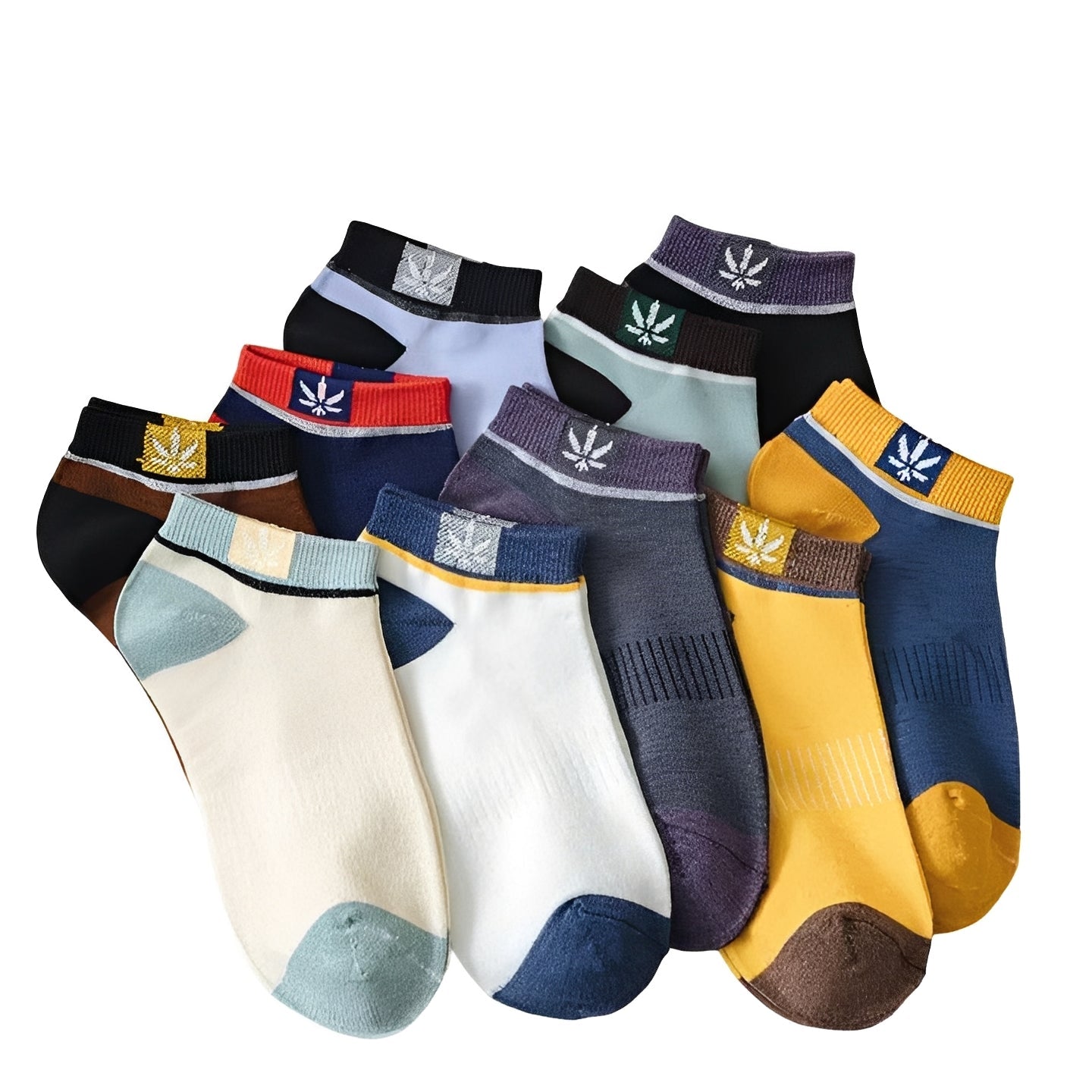 Chaussettes d'équipage pour hommes, multicolores, lot de 20 paires